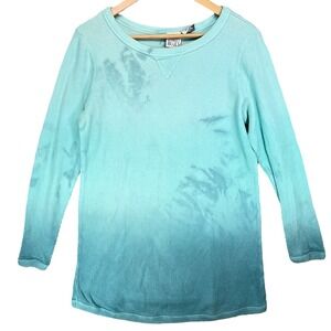 Main Street Blues Women's Blue Ombre‎ Waffle Knit Long Sleeve Top Medium